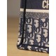 DIOR Small Dior Book Tote Ecru and Blue Dior Oblique Embroidery