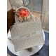 DIOR Small Dior Book Tote White and Gold-Tone Dior Oblique Embroidery