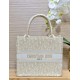 DIOR Small Dior Book Tote White and Gold-Tone Dior Oblique Embroidery