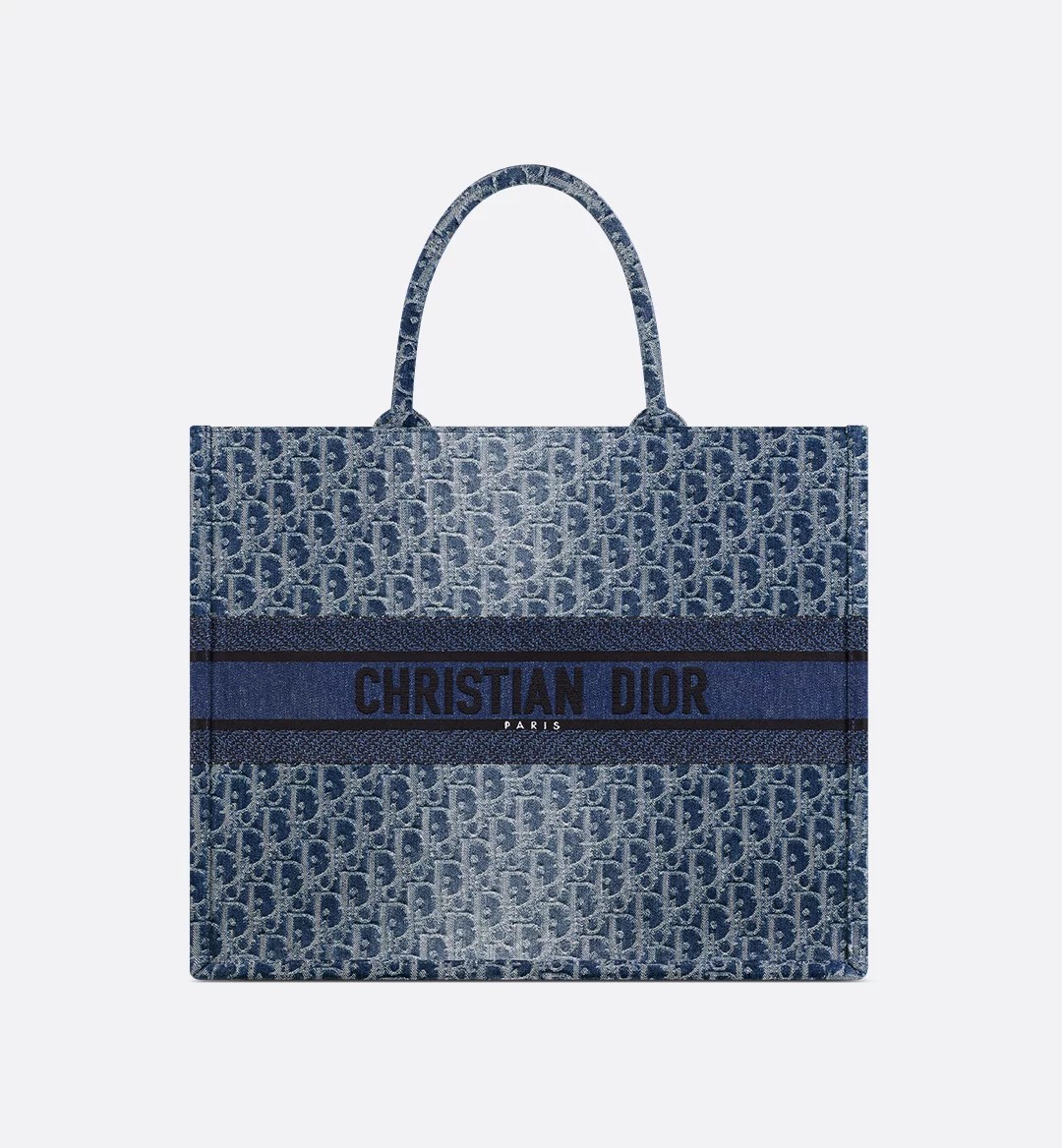 DIOR Large Dior Book Tote Blue Denim Dior Oblique Jacquard