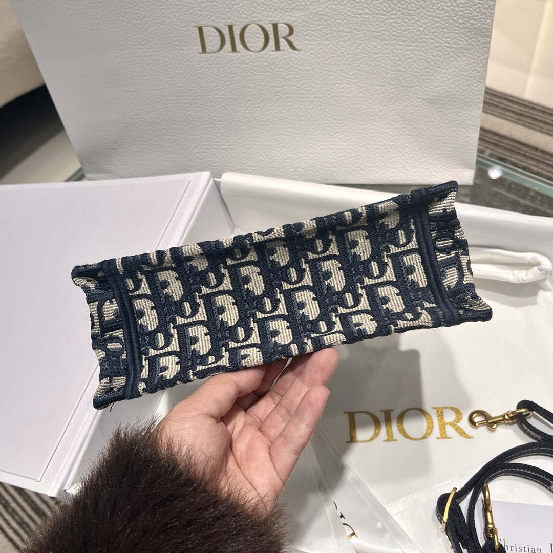 DIOR Mini Dior Book Tote Blue Dior Oblique Embroidery