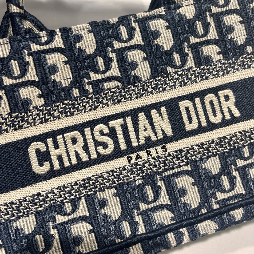 DIOR Mini Dior Book Tote Blue Dior Oblique Embroidery