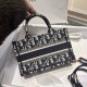 DIOR Mini Dior Book Tote Blue Dior Oblique Embroidery