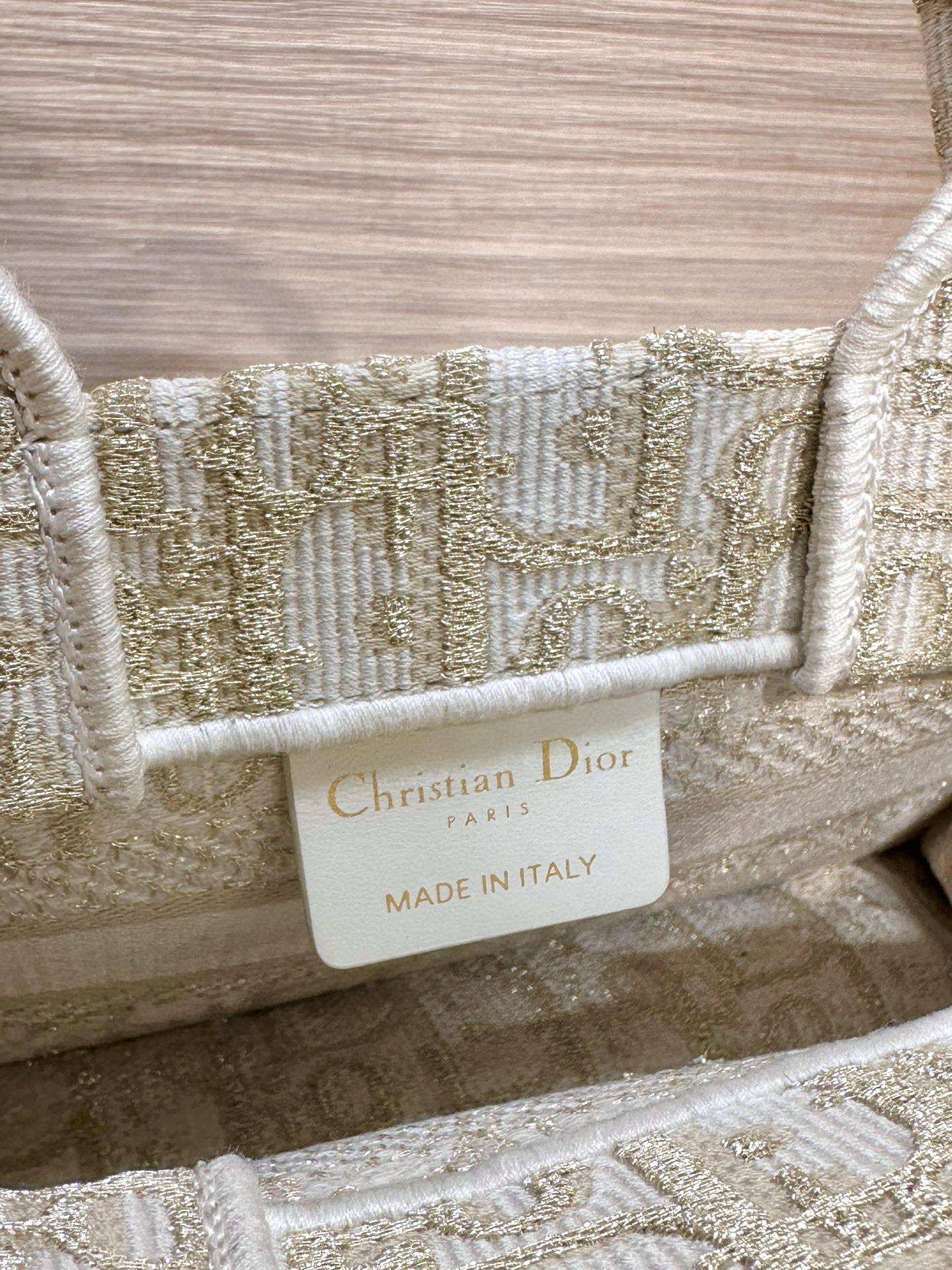 DIOR Mini Dior Book Tote White and Gold-Tone Dior Oblique Embroidery