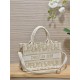 DIOR Mini Dior Book Tote White and Gold-Tone Dior Oblique Embroidery