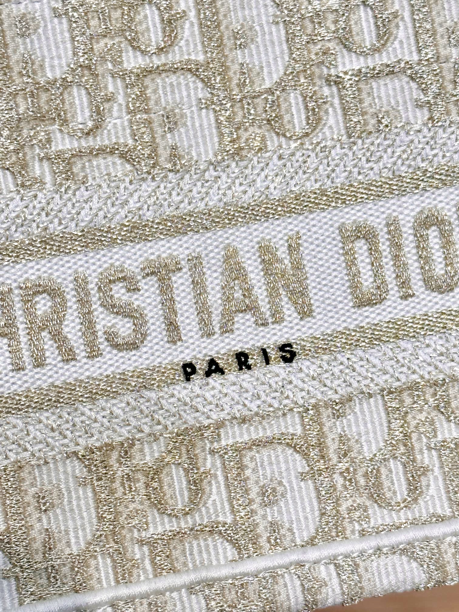 DIOR Mini Dior Book Tote White and Gold-Tone Dior Oblique Embroidery