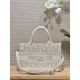 DIOR Mini Dior Book Tote White and Gold-Tone Dior Oblique Embroidery