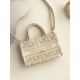 DIOR Mini Dior Book Tote White and Gold-Tone Dior Oblique Embroidery