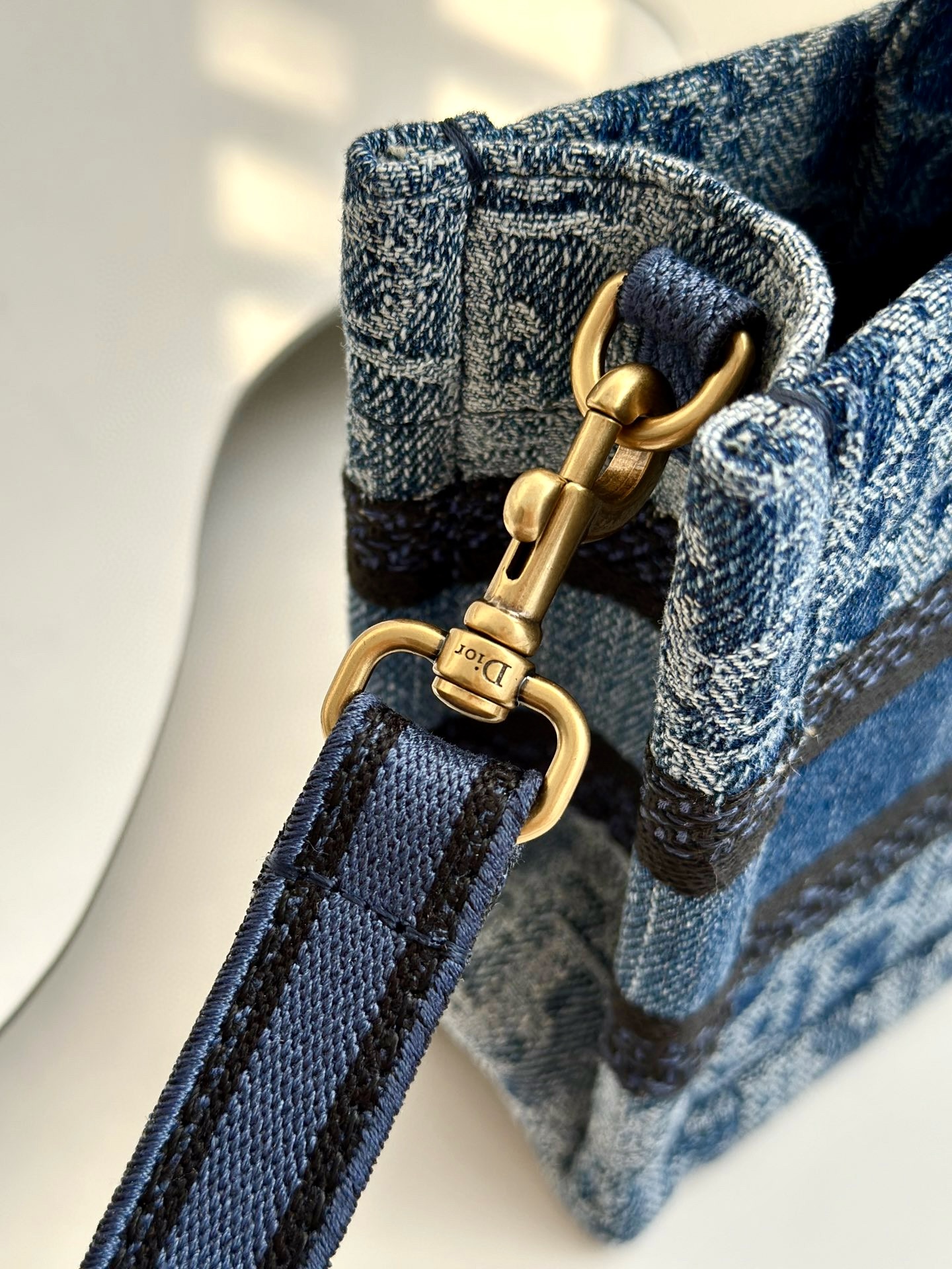 DIOR Mini Dior Book Tote Blue Denim Dior Oblique Jacquard 