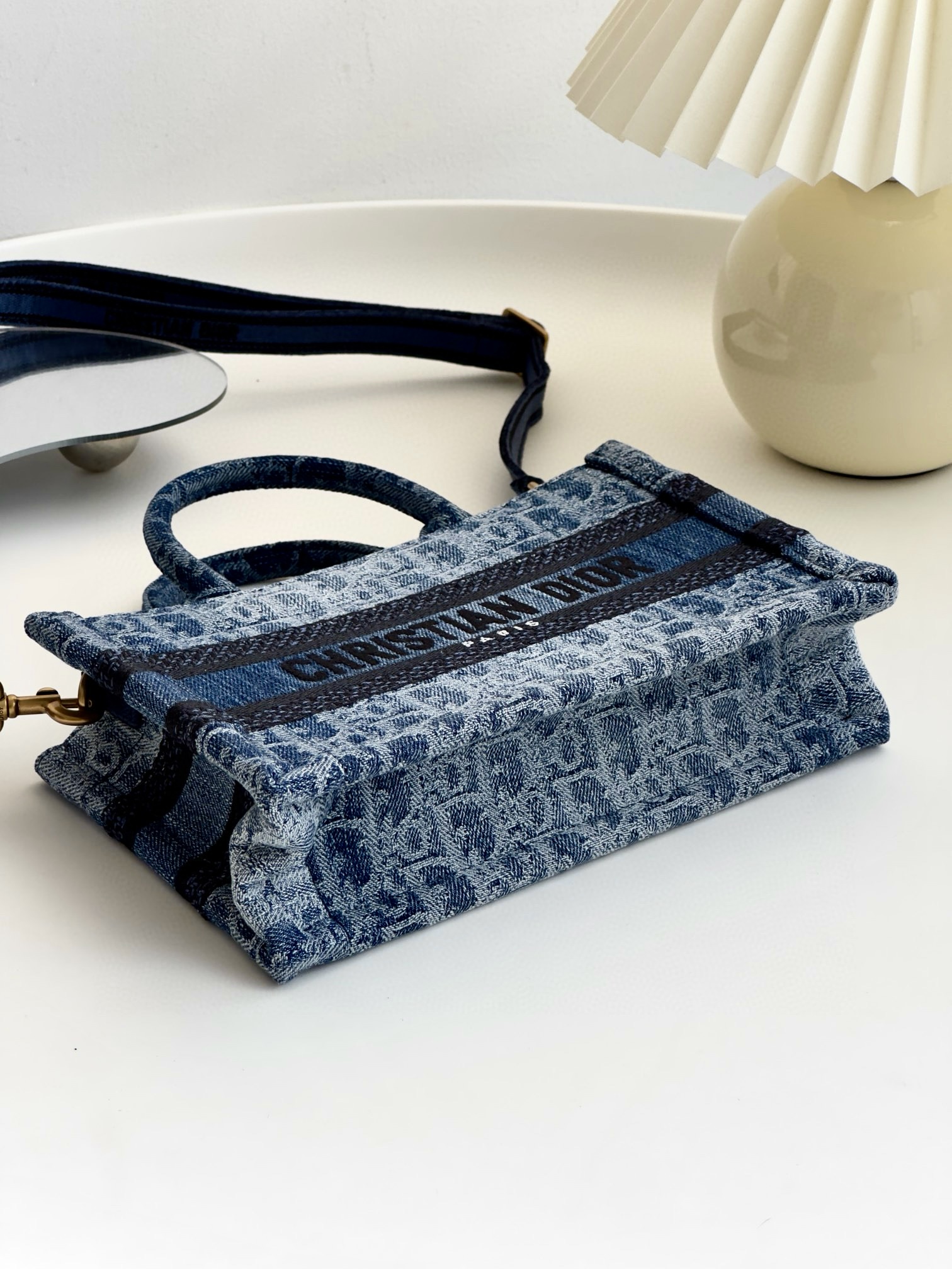 DIOR Mini Dior Book Tote Blue Denim Dior Oblique Jacquard 