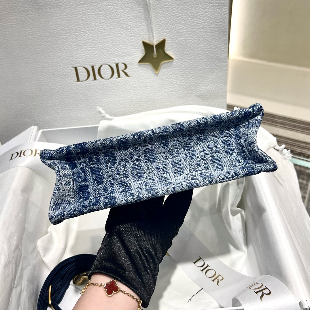 DIOR Mini Dior Book Tote Blue Denim Dior Oblique Jacquard 