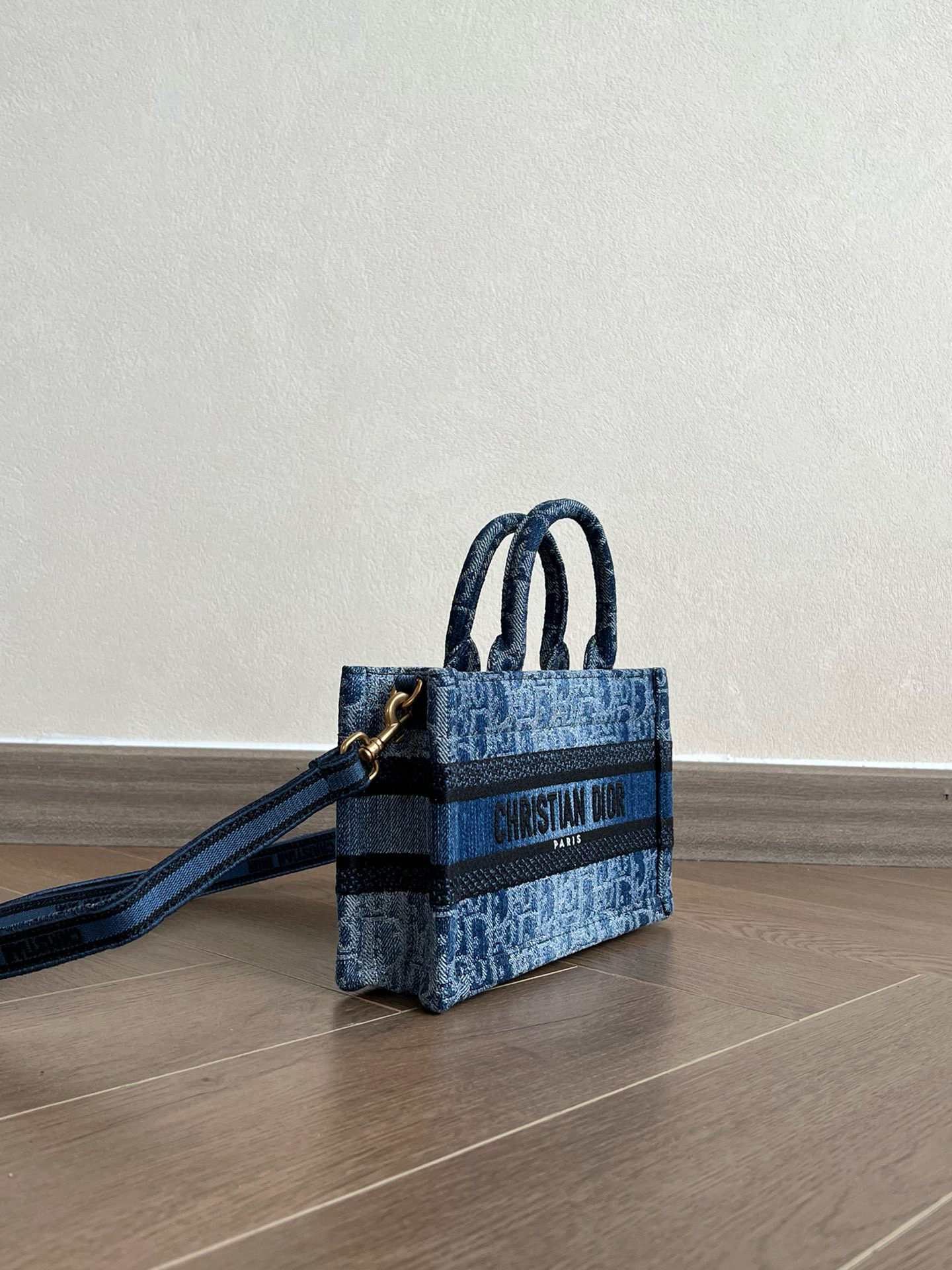 DIOR Mini Dior Book Tote Blue Denim Dior Oblique Jacquard 