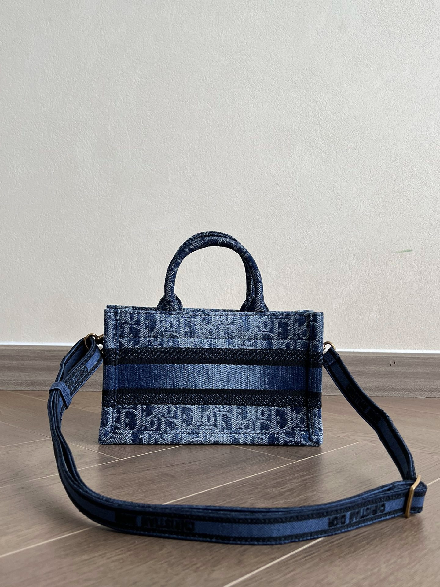 DIOR Mini Dior Book Tote Blue Denim Dior Oblique Jacquard 