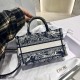 DIOR Mini Dior Book Tote Blue Toile de Jouy Reverse Embroidery