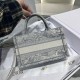 DIOR Mini Dior Book Tote Gray Toile de Jouy Reverse Embroidery