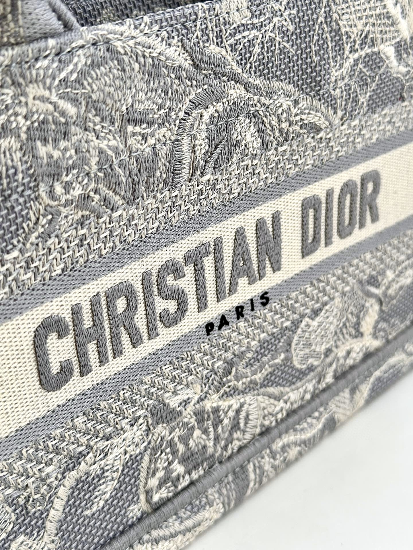 DIOR Mini Dior Book Tote Gray Toile de Jouy Reverse Embroidery