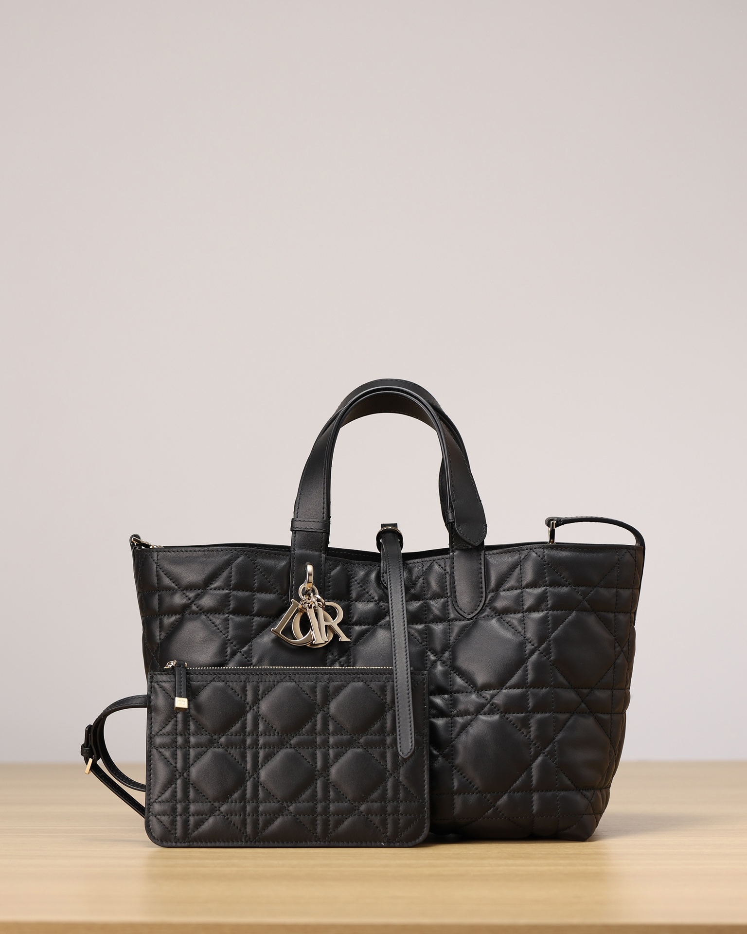 DIOR Medium Dior Toujours Bag Black Macrocannage Calfskin