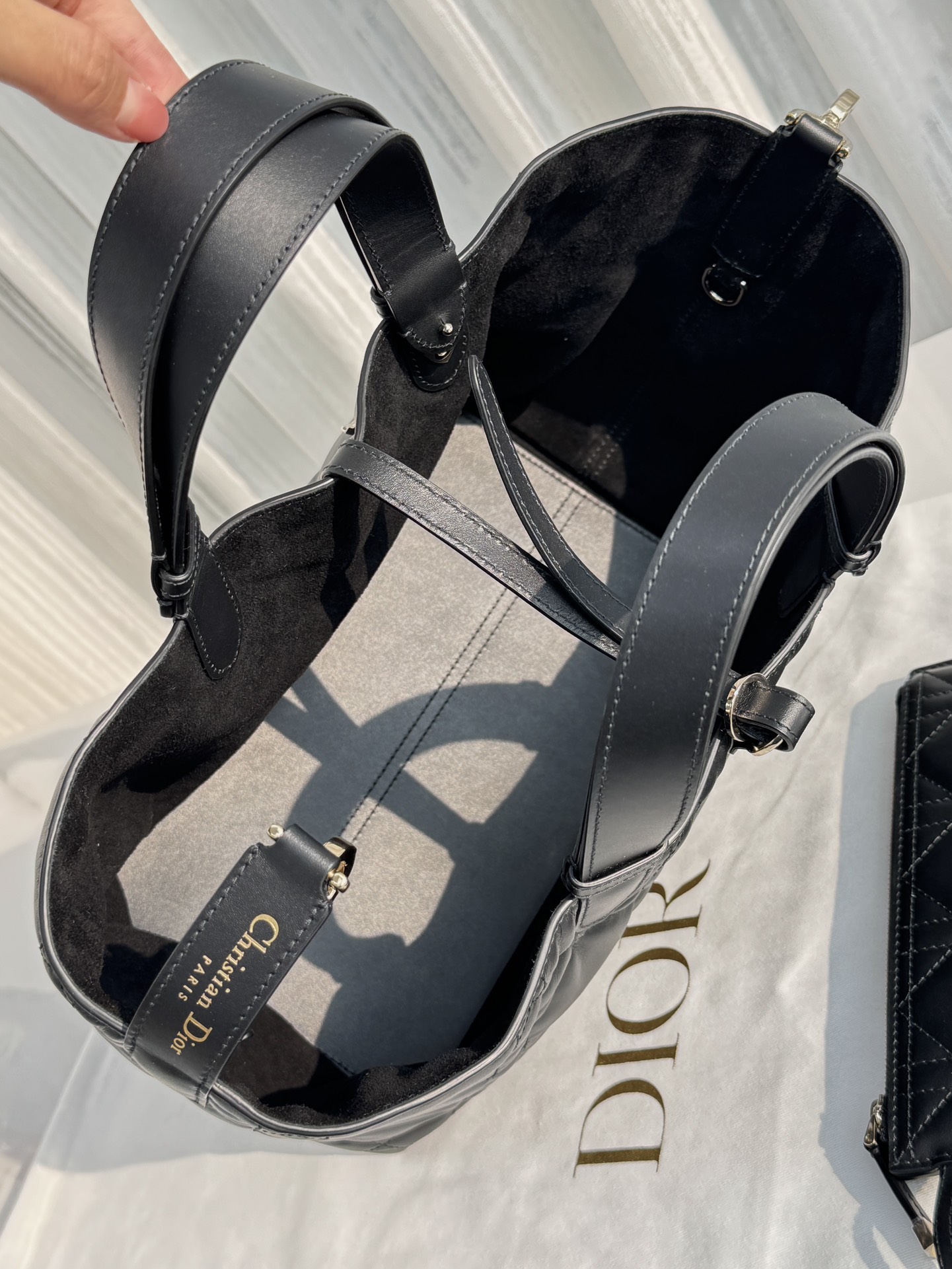 DIOR Medium Dior Toujours Bag Black Macrocannage Calfskin