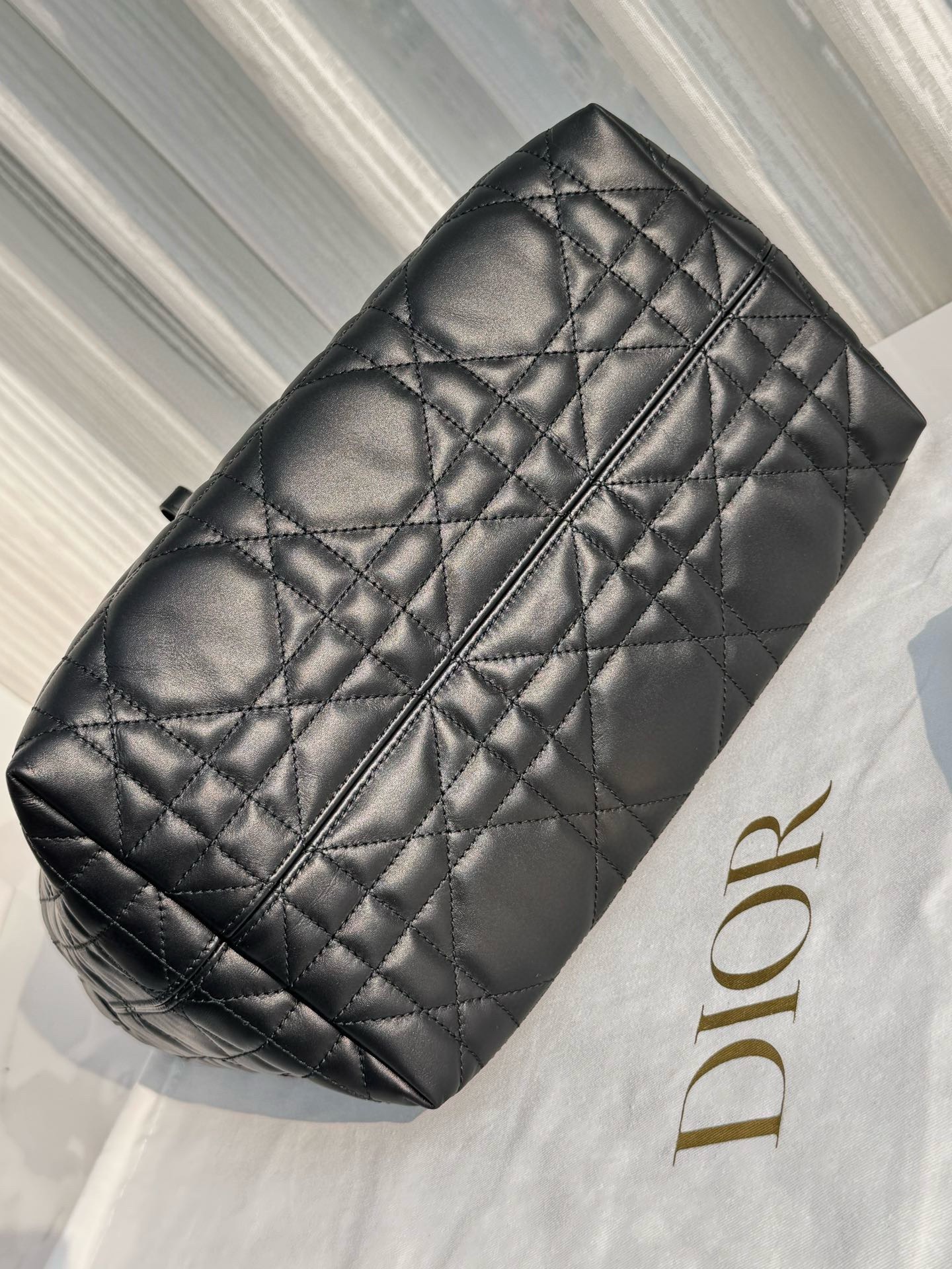 DIOR Medium Dior Toujours Bag Black Macrocannage Calfskin