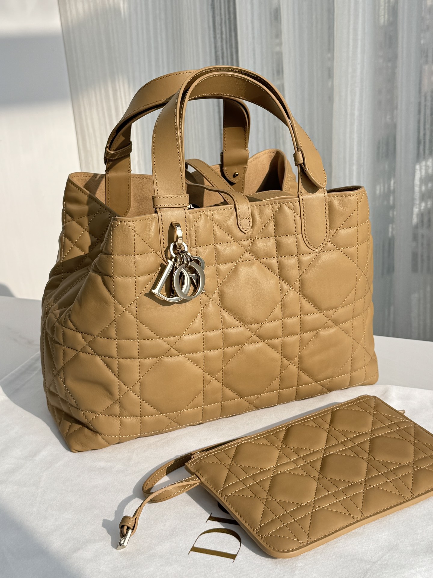 DIOR Medium Dior Toujours Bag Medium Tan Macrocannage Calfskin