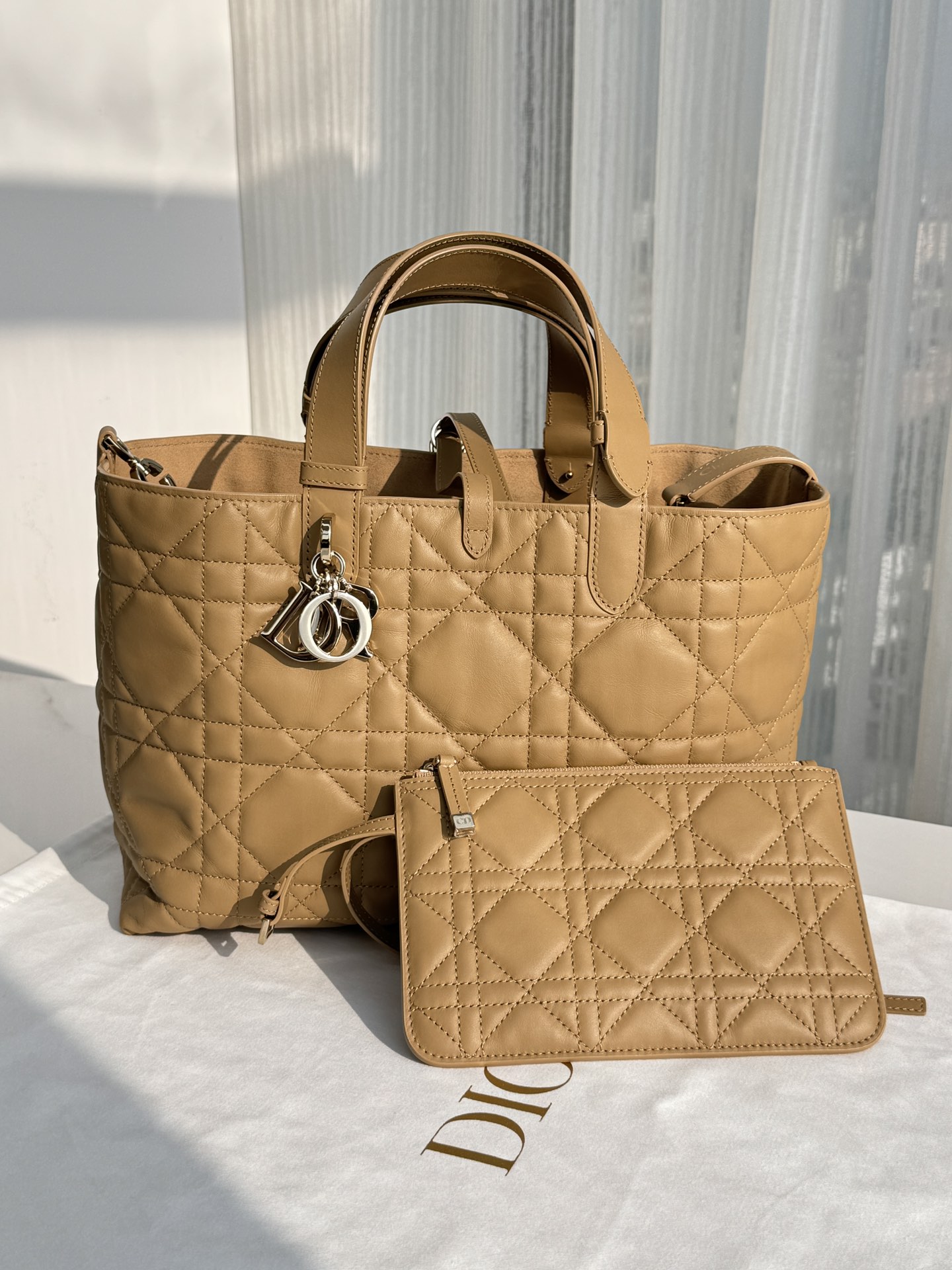 DIOR Medium Dior Toujours Bag Medium Tan Macrocannage Calfskin