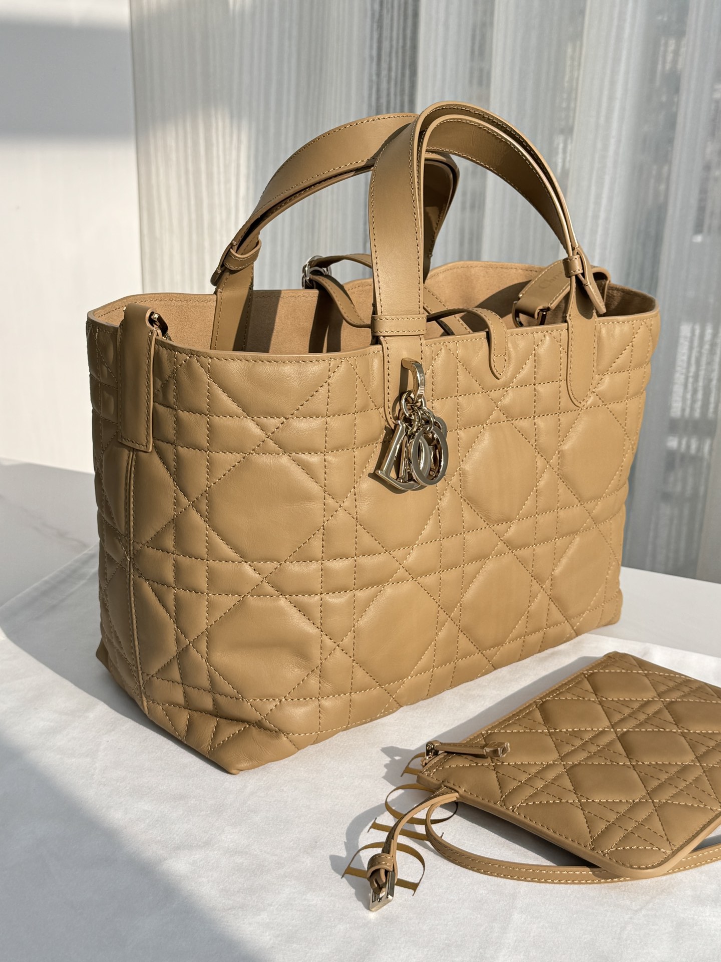 DIOR Medium Dior Toujours Bag Medium Tan Macrocannage Calfskin