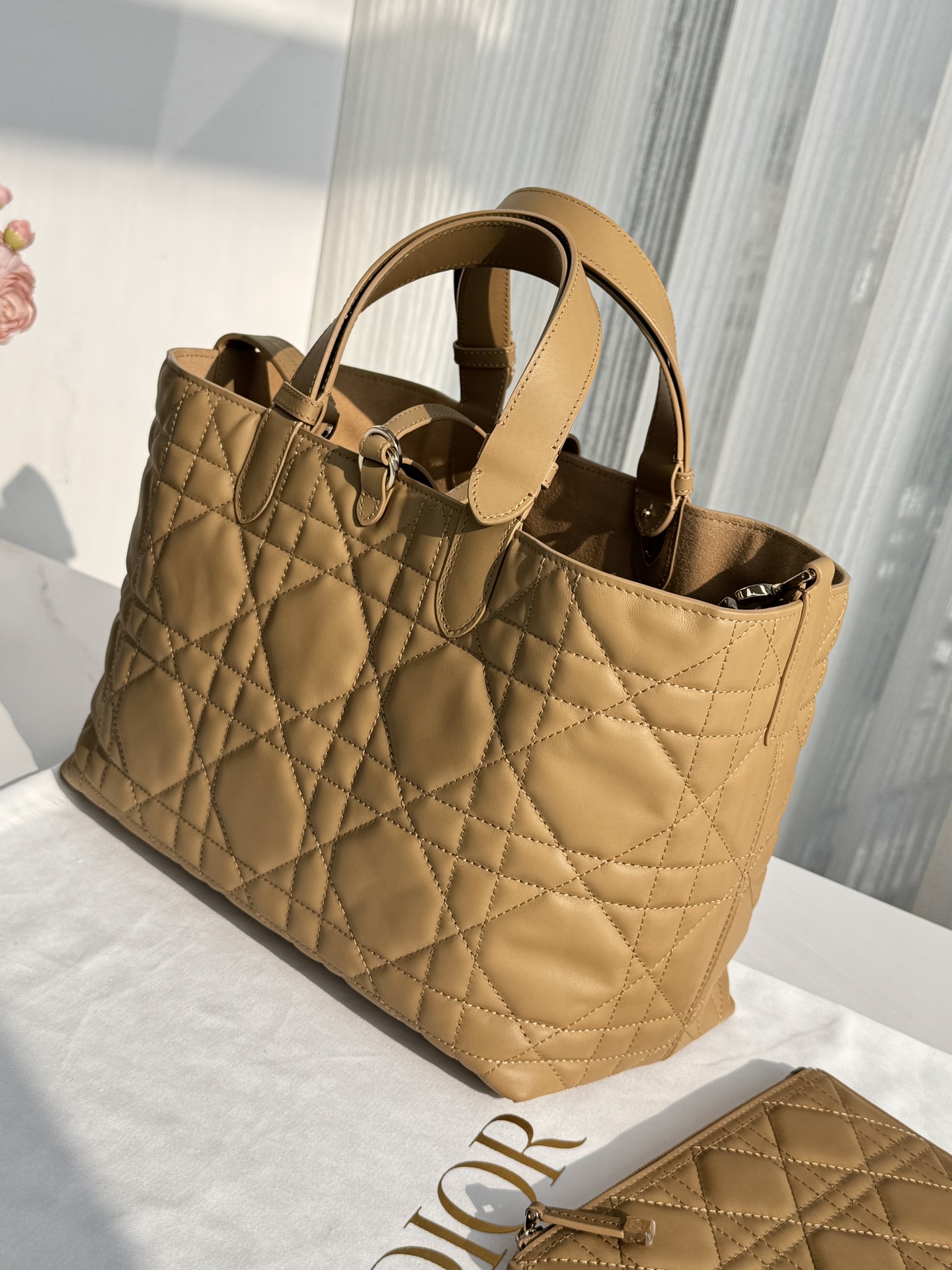 DIOR Medium Dior Toujours Bag Medium Tan Macrocannage Calfskin