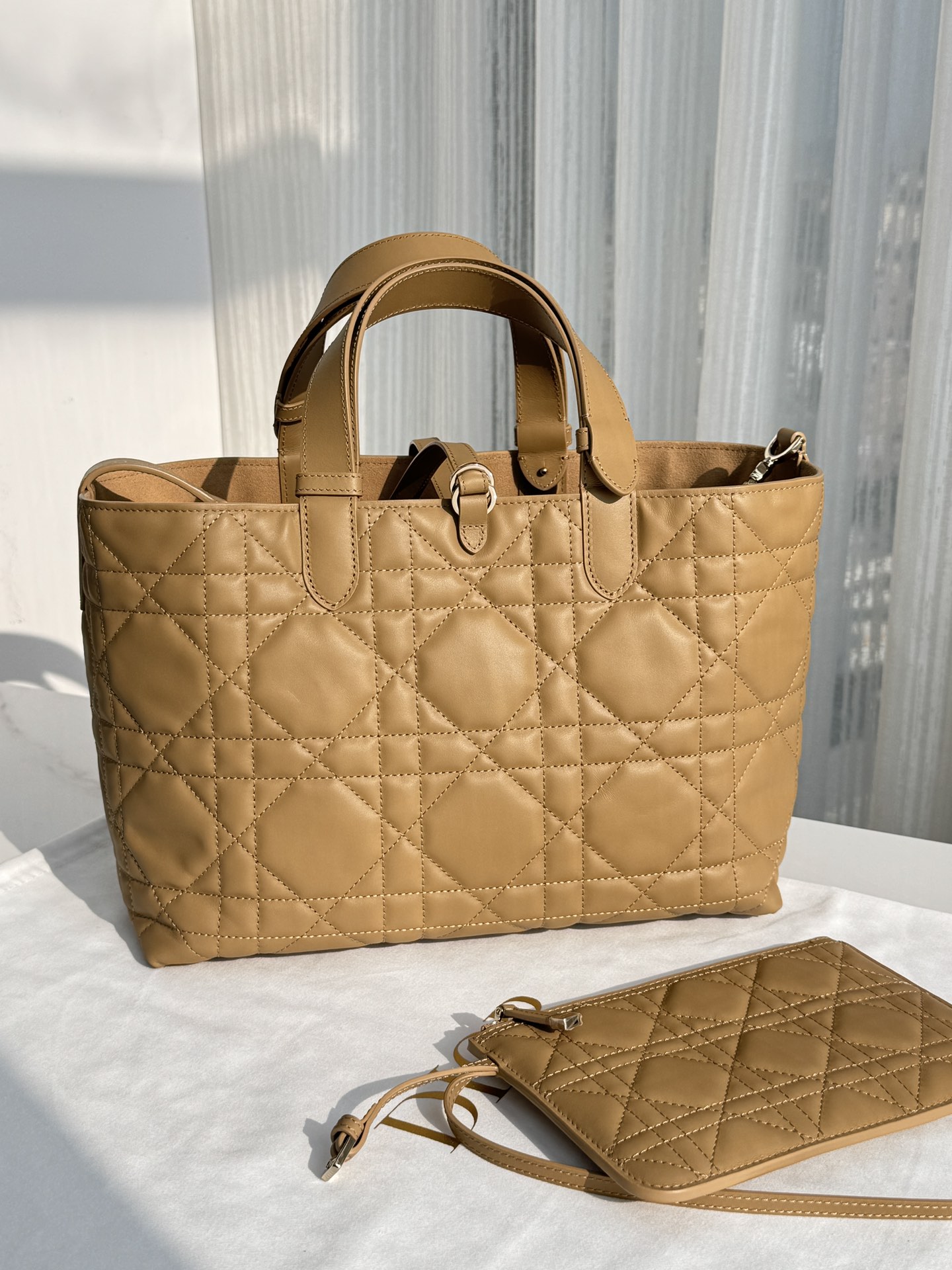 DIOR Medium Dior Toujours Bag Medium Tan Macrocannage Calfskin