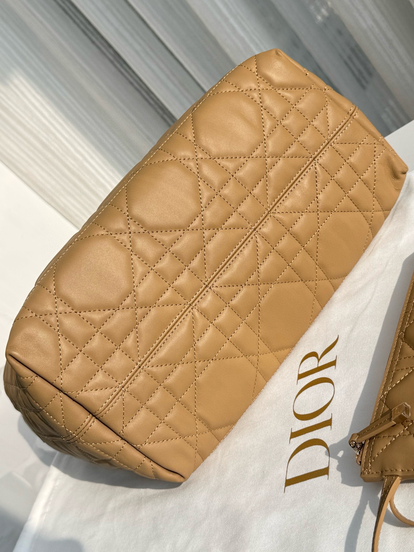 DIOR Medium Dior Toujours Bag Medium Tan Macrocannage Calfskin