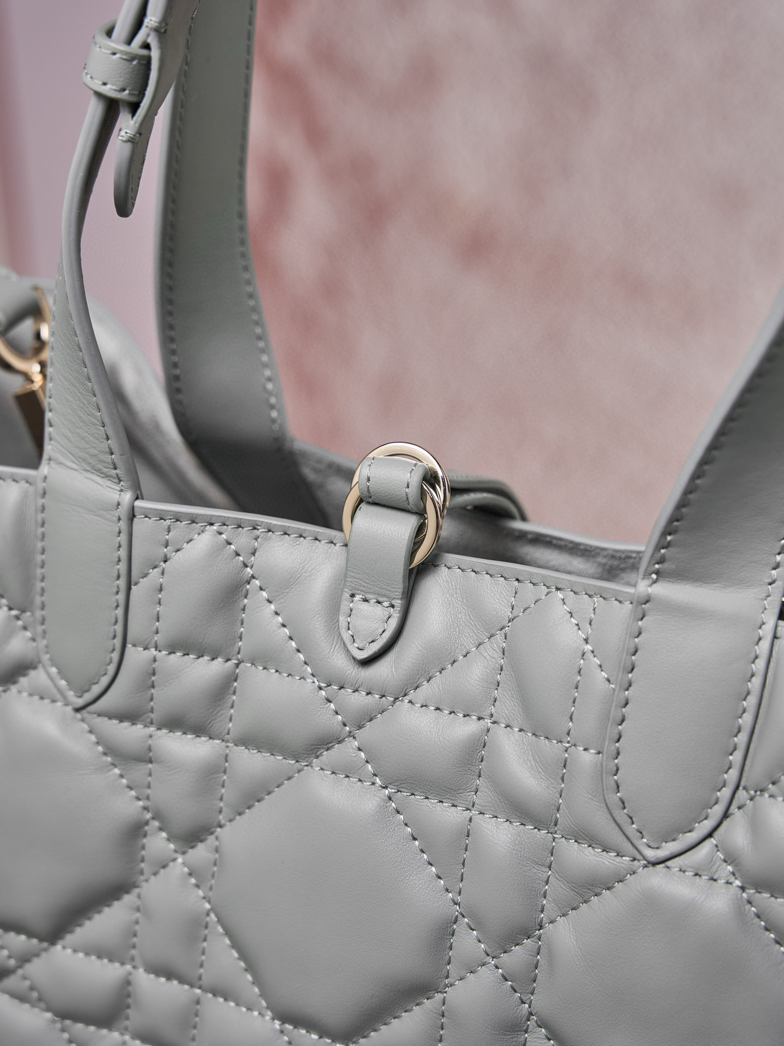 DIOR Medium Dior Toujours Bag Stone Gray Macrocannage Calfskin