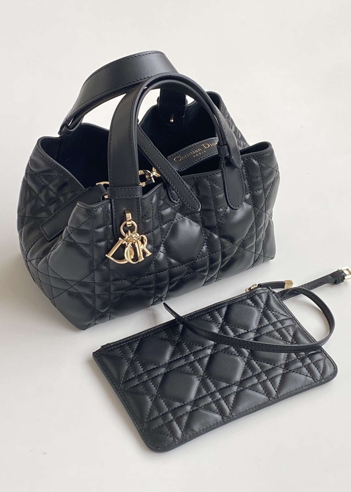 DIOR Small Dior Toujours Bag Black Macrocannage Calfskin