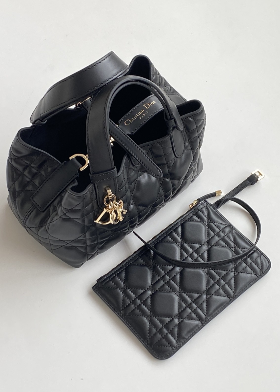 DIOR Small Dior Toujours Bag Black Macrocannage Calfskin