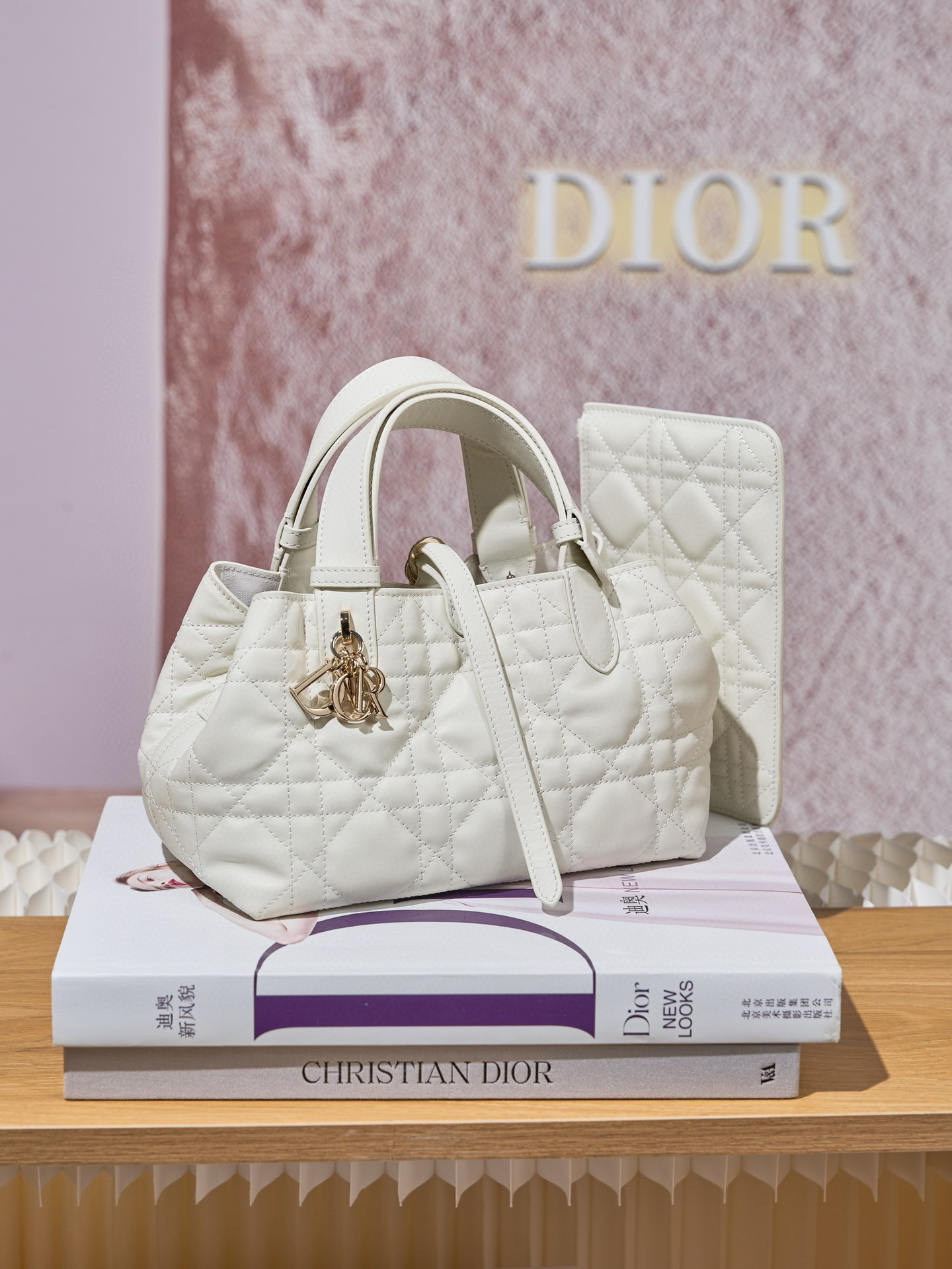 DIOR Small Dior Toujours Bag Latte Macrocannage Calfskin