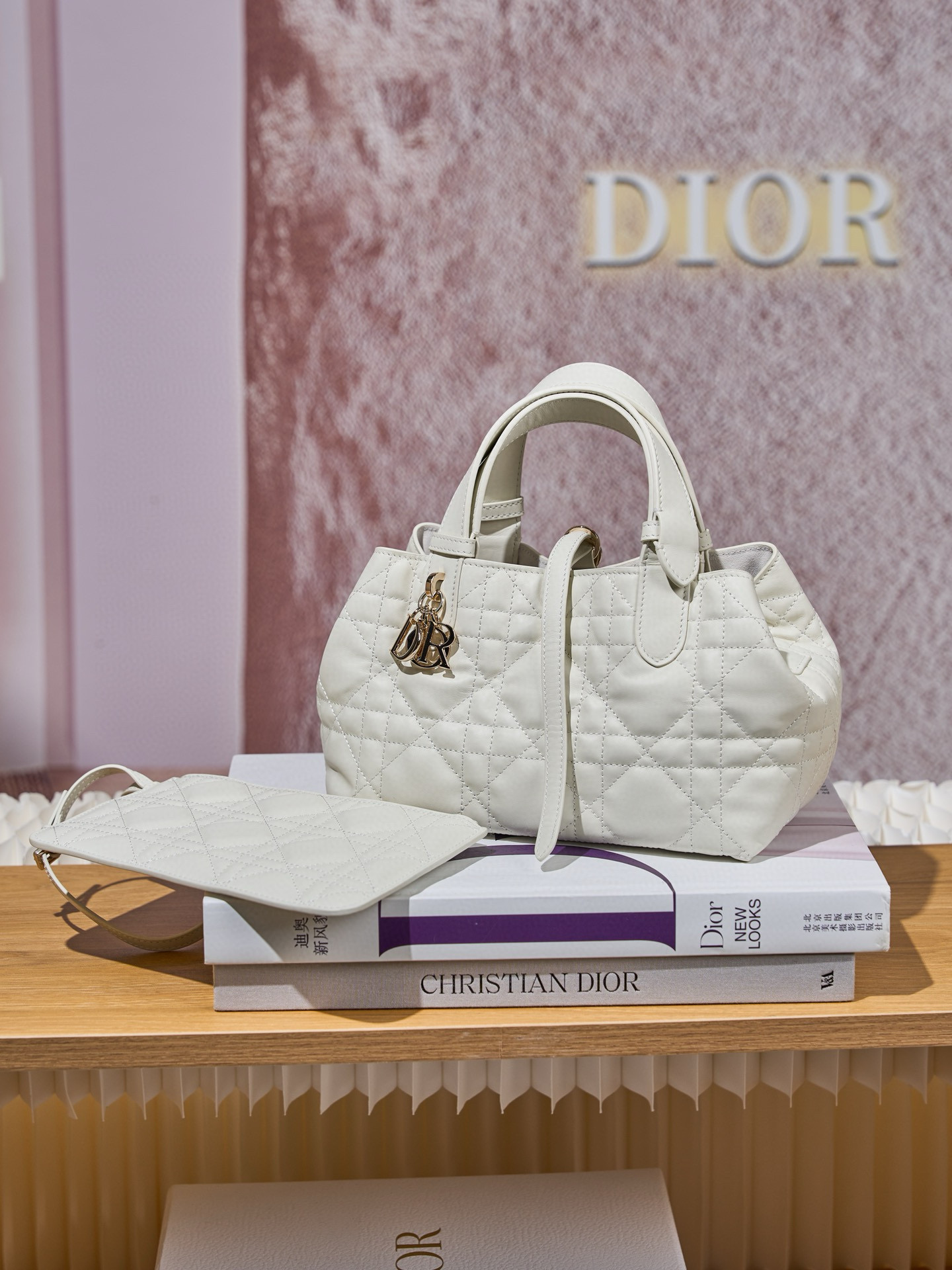 DIOR Small Dior Toujours Bag Latte Macrocannage Calfskin