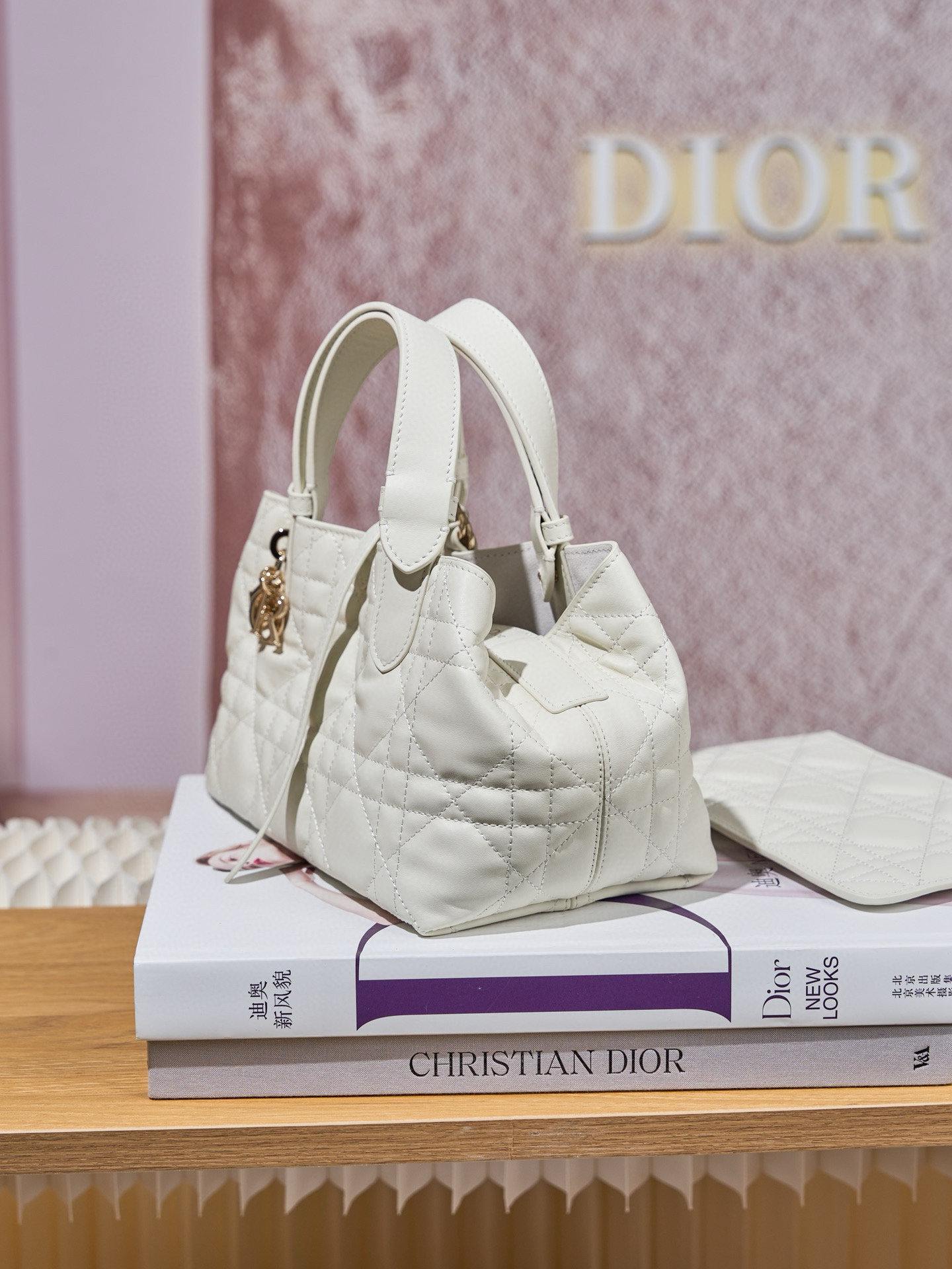 DIOR Small Dior Toujours Bag Latte Macrocannage Calfskin