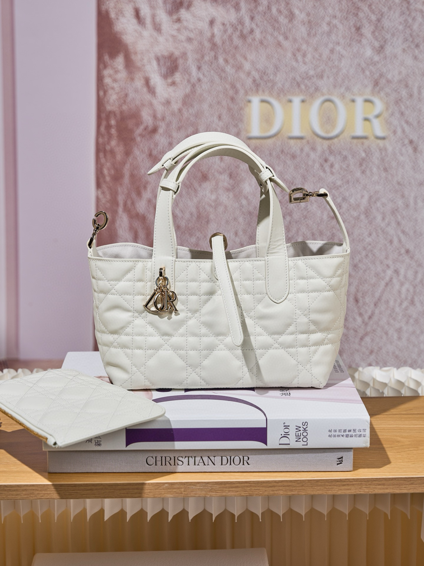 DIOR Small Dior Toujours Bag Latte Macrocannage Calfskin