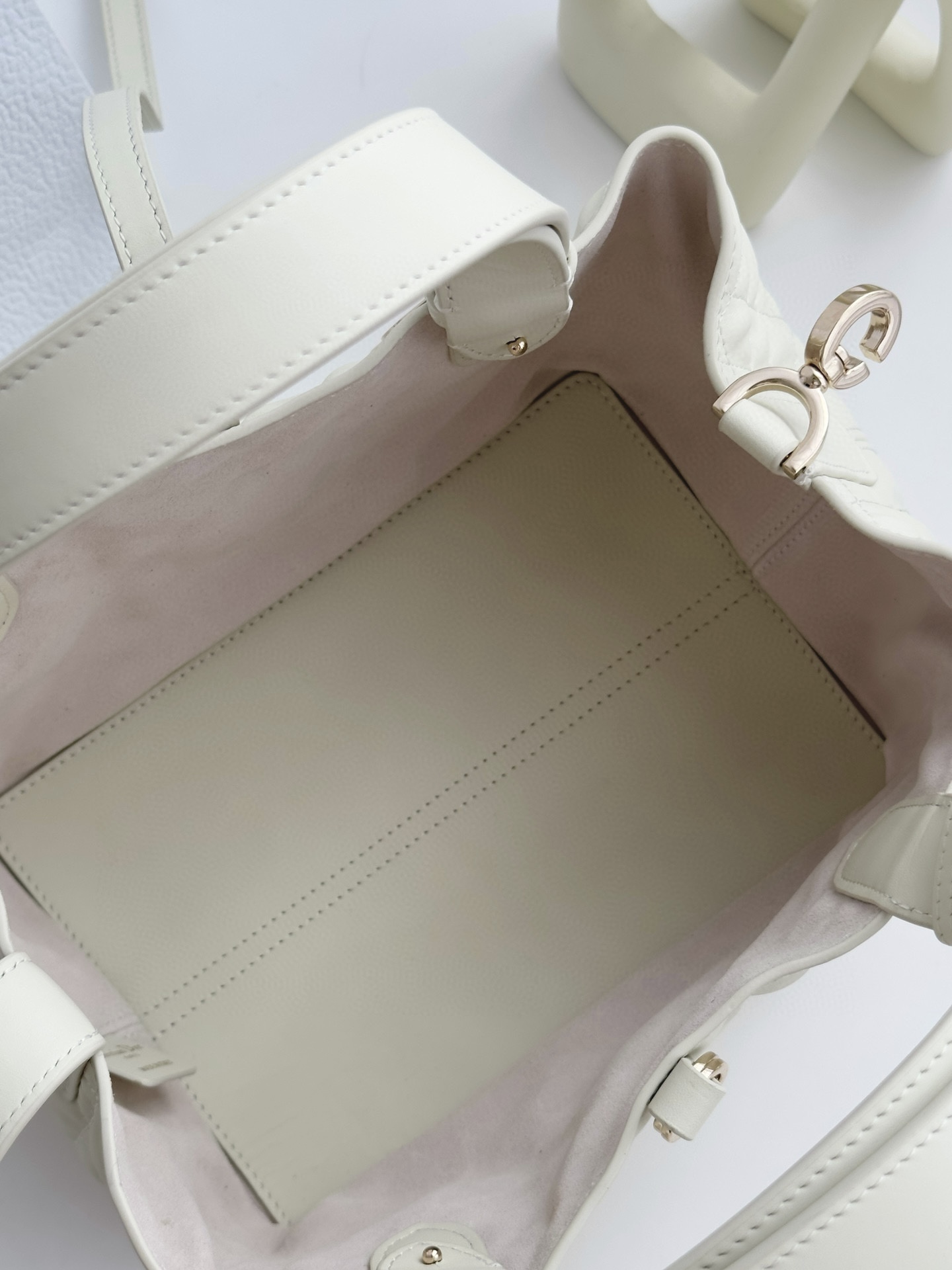 DIOR Small Dior Toujours Bag Latte Macrocannage Calfskin