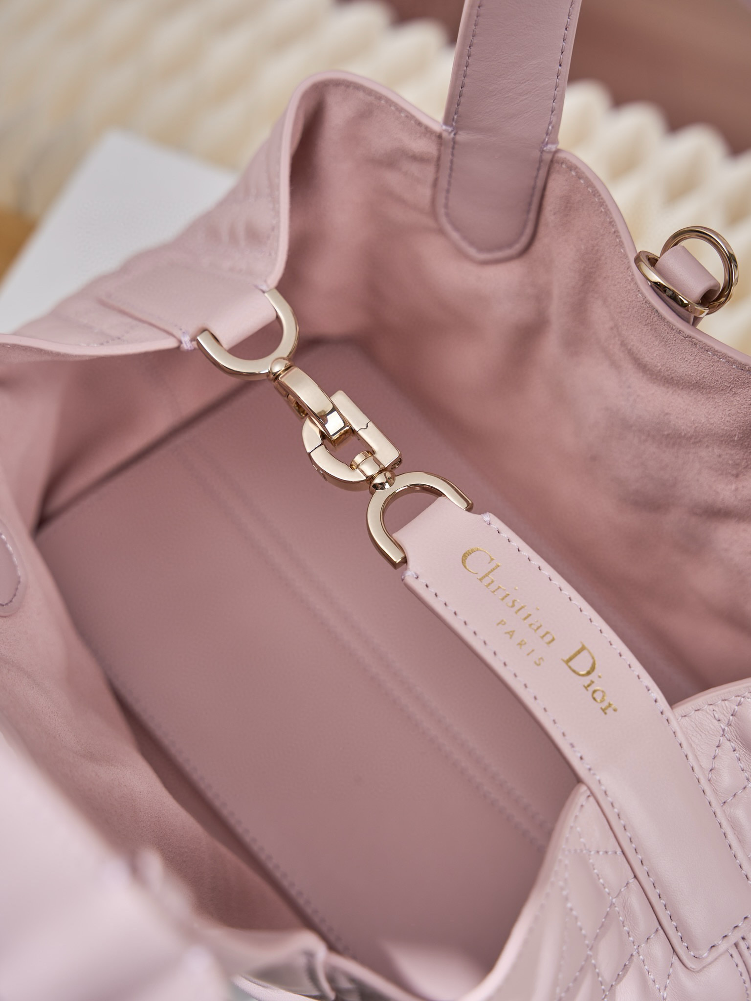 DIOR Small Dior Toujours Bag Pale Pink Macrocannage Calfskin