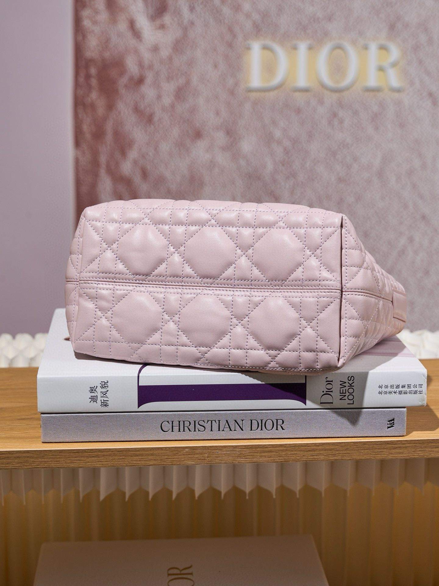 DIOR Small Dior Toujours Bag Pale Pink Macrocannage Calfskin