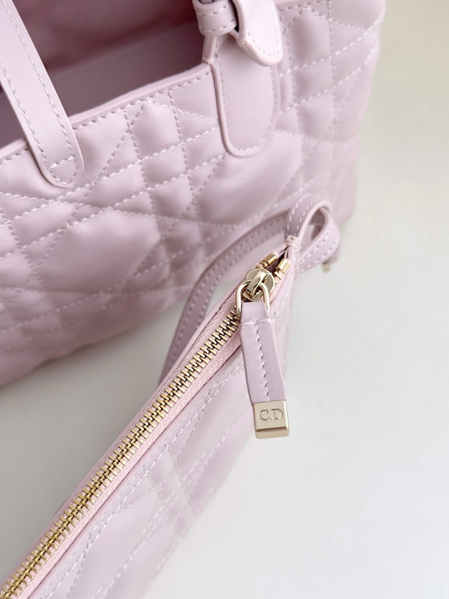 DIOR Small Dior Toujours Bag Pale Pink Macrocannage Calfskin