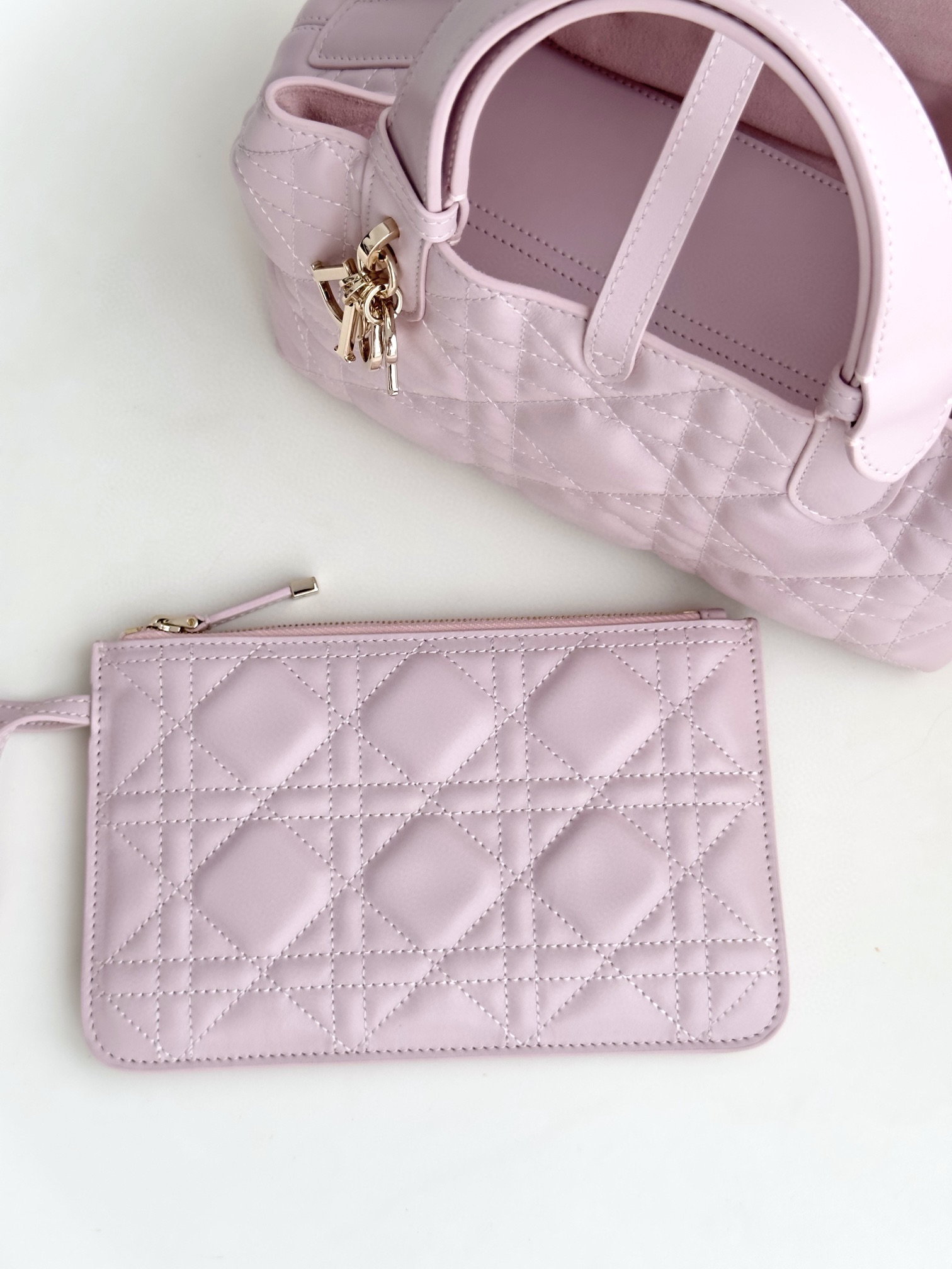 DIOR Small Dior Toujours Bag Pale Pink Macrocannage Calfskin