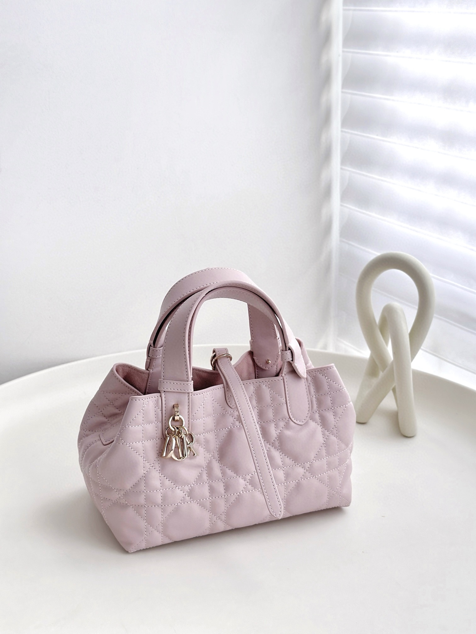 DIOR Small Dior Toujours Bag Pale Pink Macrocannage Calfskin