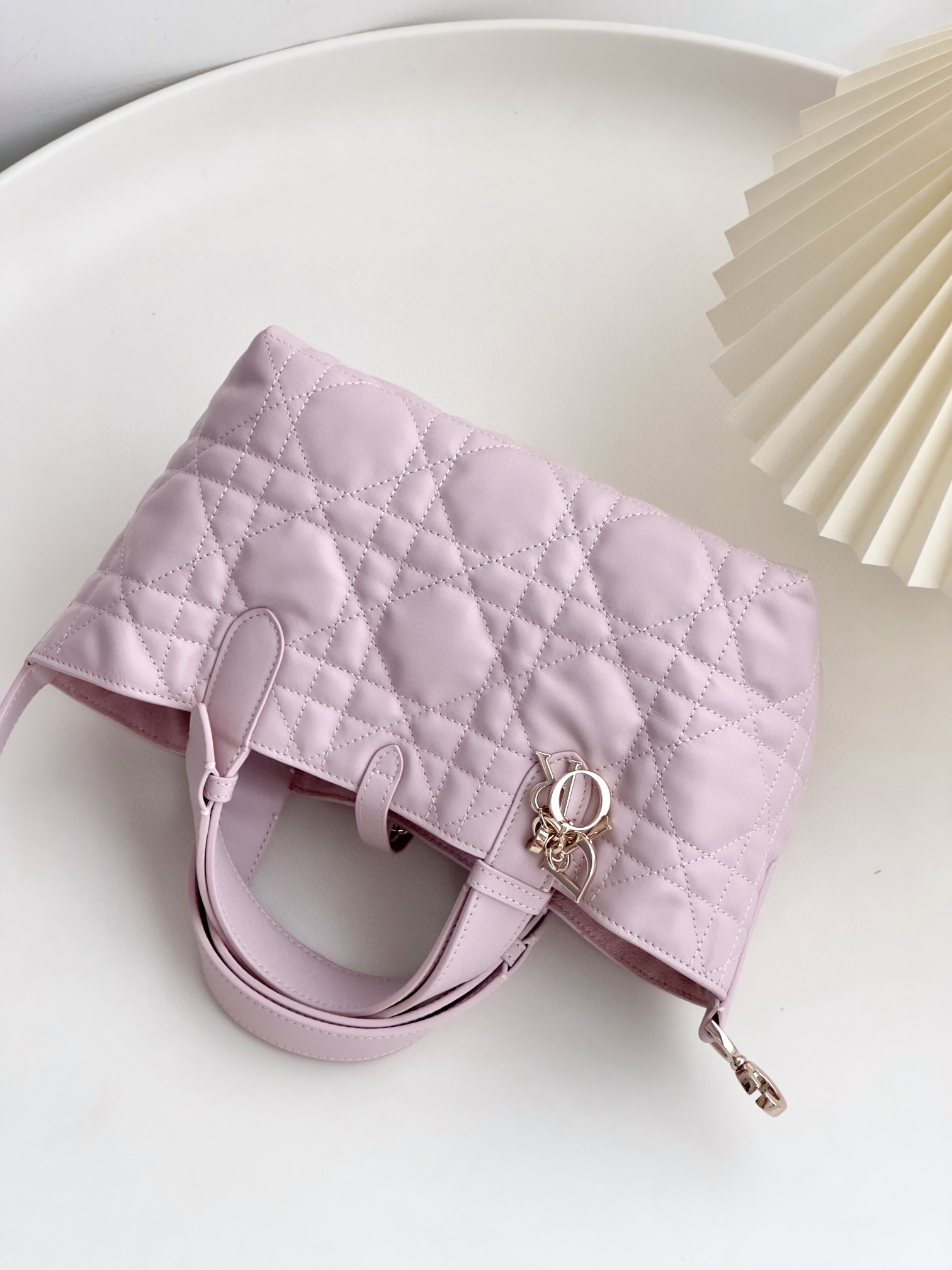 DIOR Small Dior Toujours Bag Pale Pink Macrocannage Calfskin