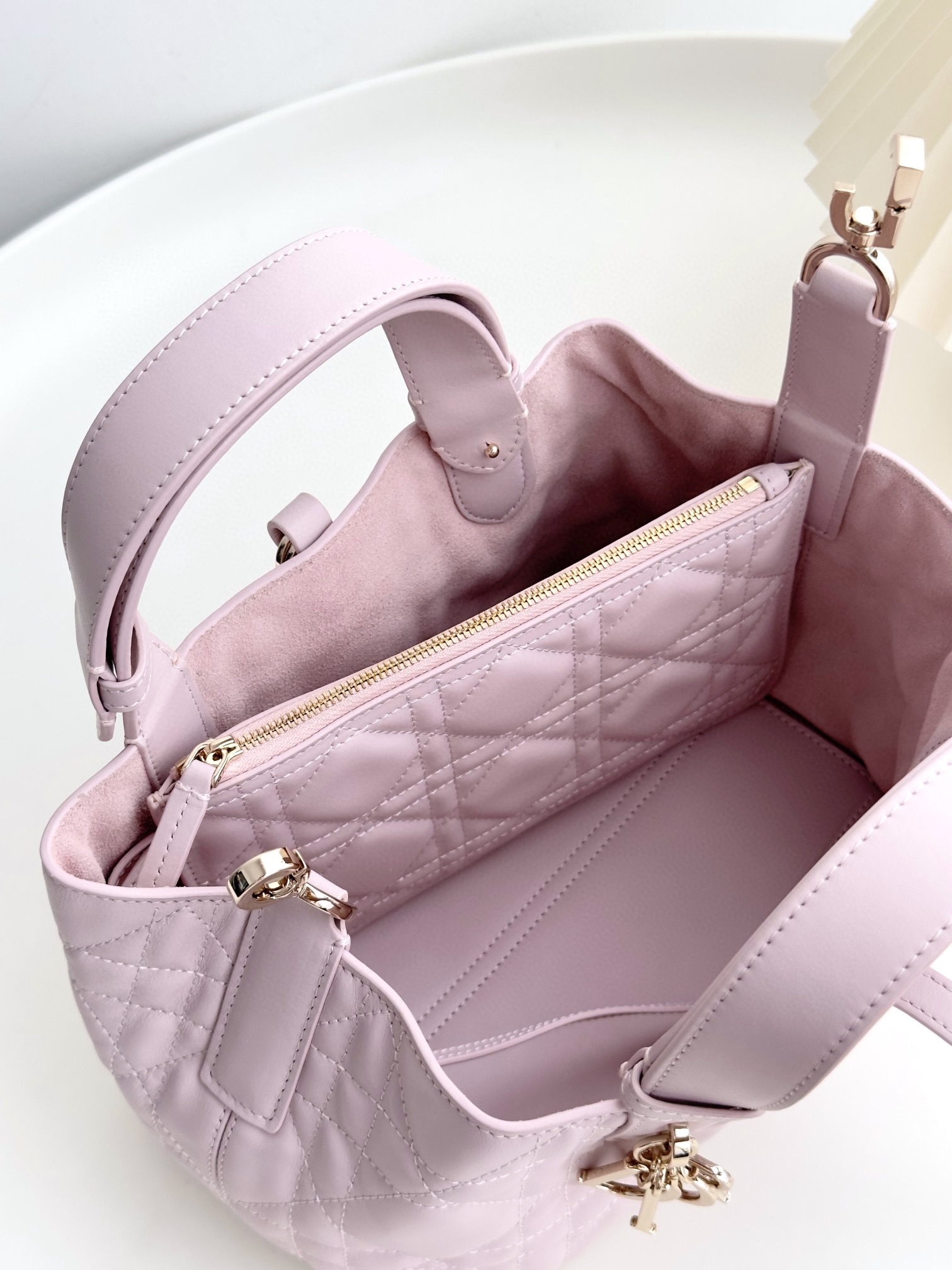 DIOR Small Dior Toujours Bag Pale Pink Macrocannage Calfskin