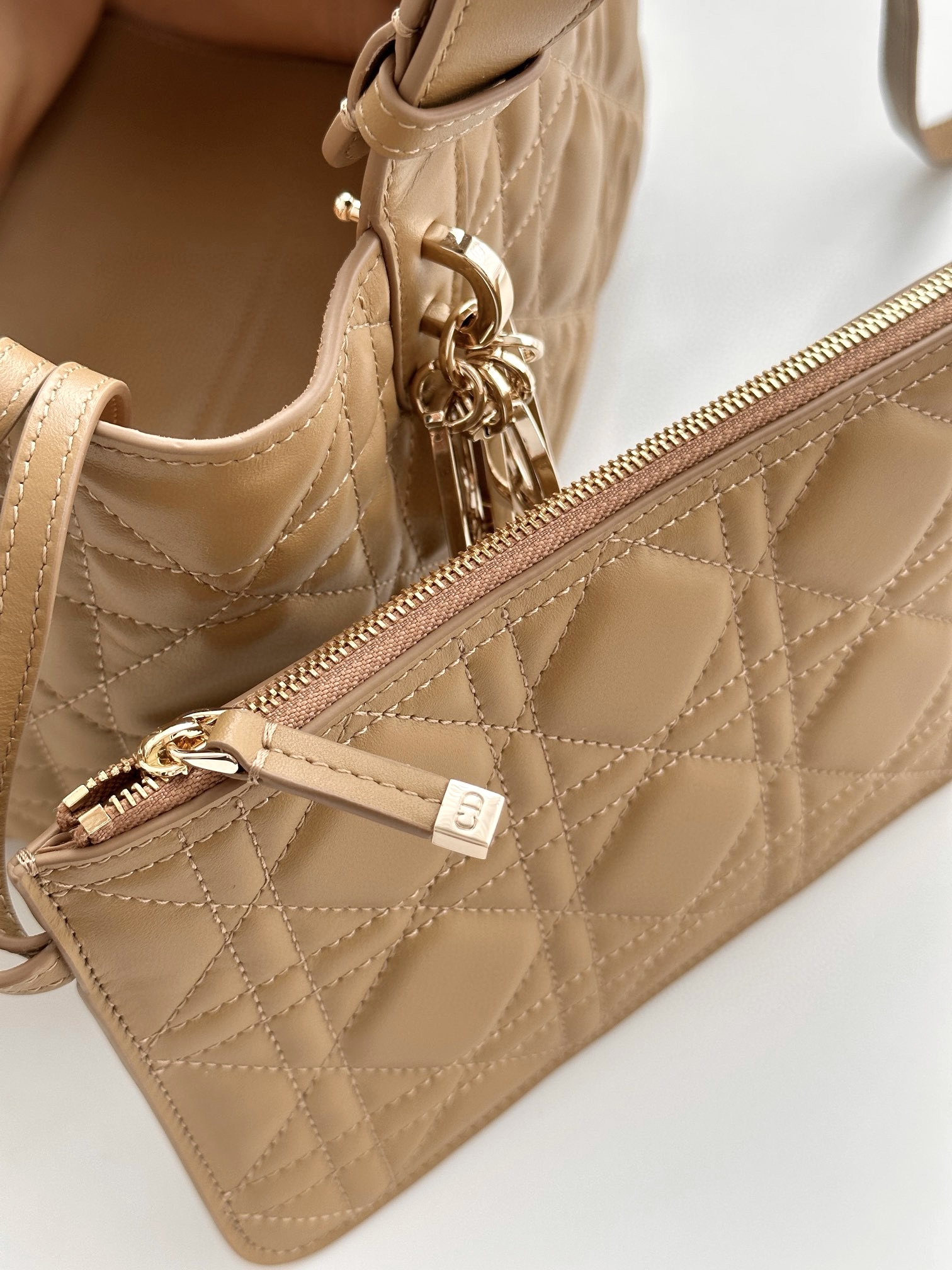 DIOR Small Dior Toujours Bag Medium Tan Macrocannage Calfskin