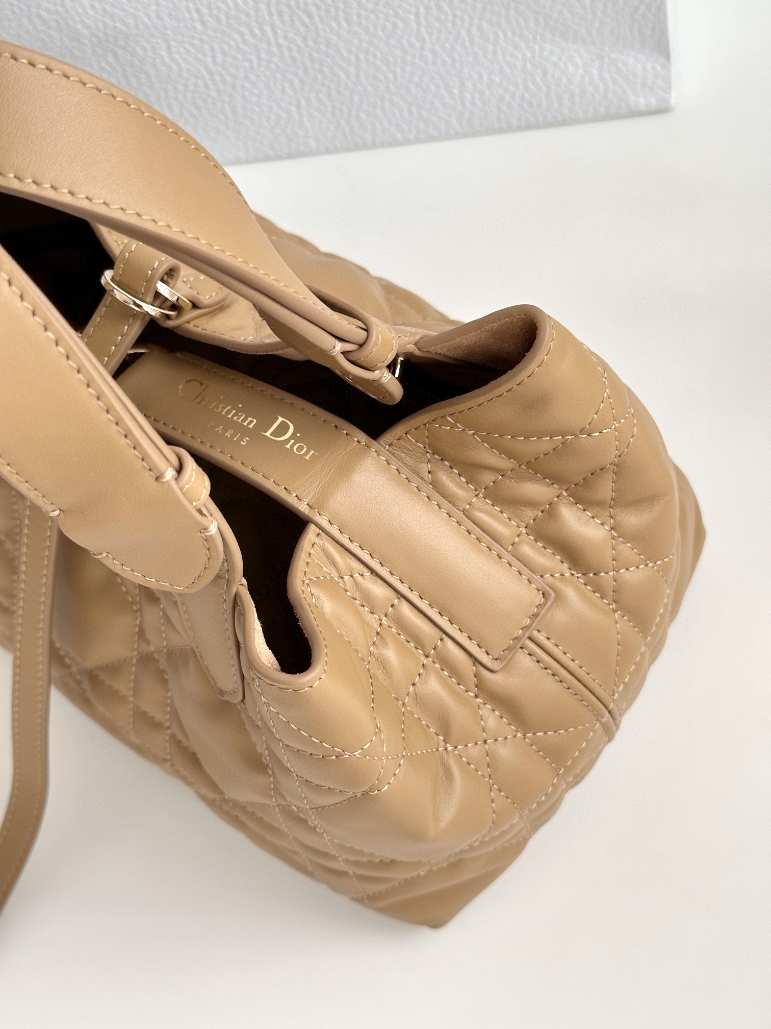 DIOR Small Dior Toujours Bag Medium Tan Macrocannage Calfskin