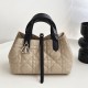 DIOR Small Dior Toujours Bag Rope Beige and Black Macrocannage Calfskin