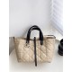 DIOR Medium Dior Toujours Bag Rope Beige and Black Macrocannage Calfskin