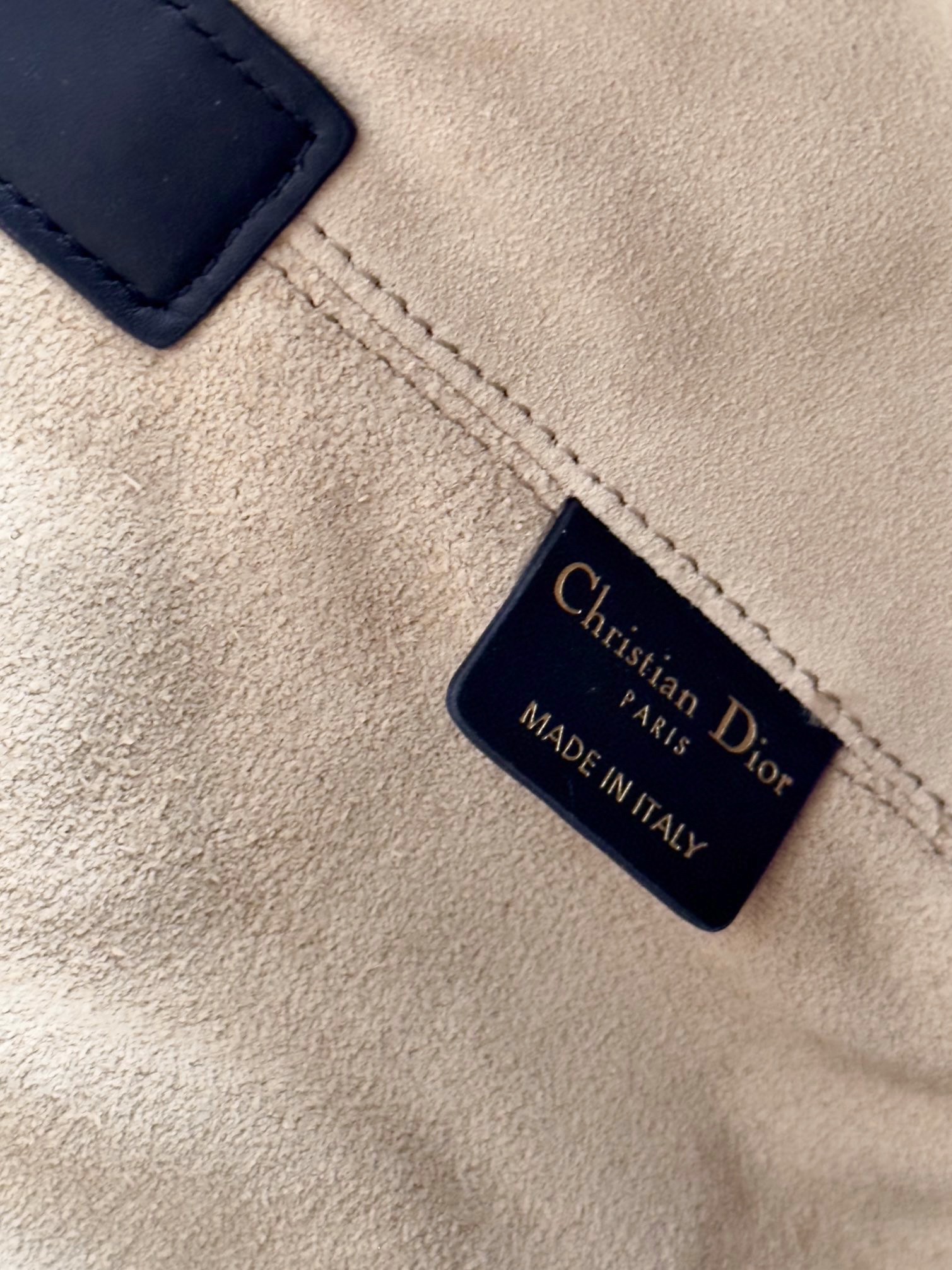 DIOR Medium Dior Toujours Bag Rope Beige and Black Macrocannage Calfskin