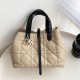 DIOR Medium Dior Toujours Bag Rope Beige and Black Macrocannage Calfskin